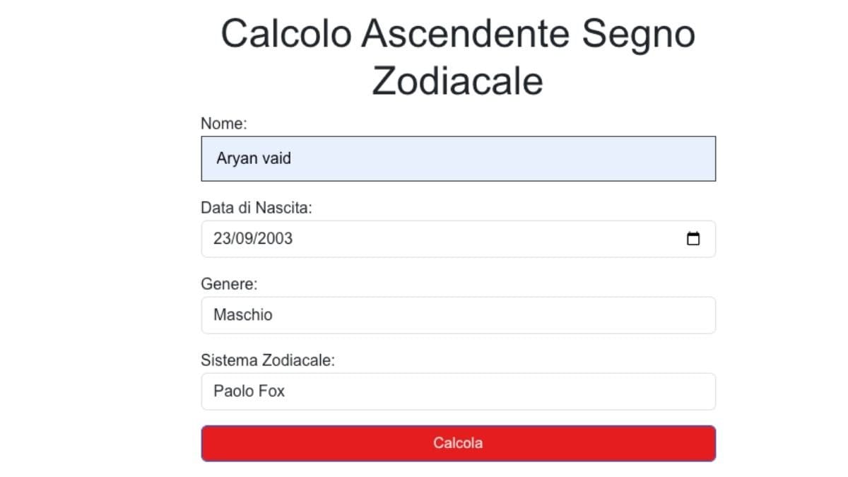 Calcolo ascendente segno zodiacale paolo fox e cinese